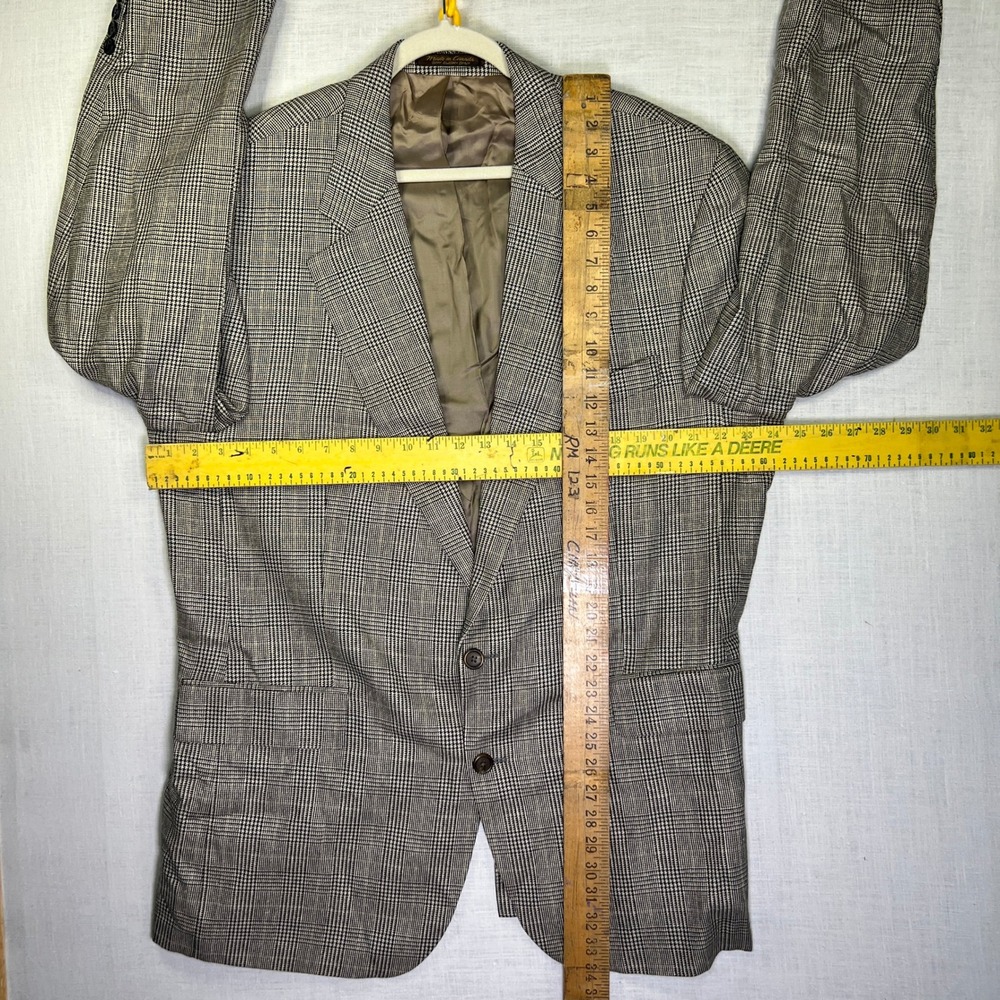 VTG Chaps Ralph Lauren Mens 46T Blazer Brown Plaid Silk Wool CANADA EUC XL 1990s - Picture 5 of 10